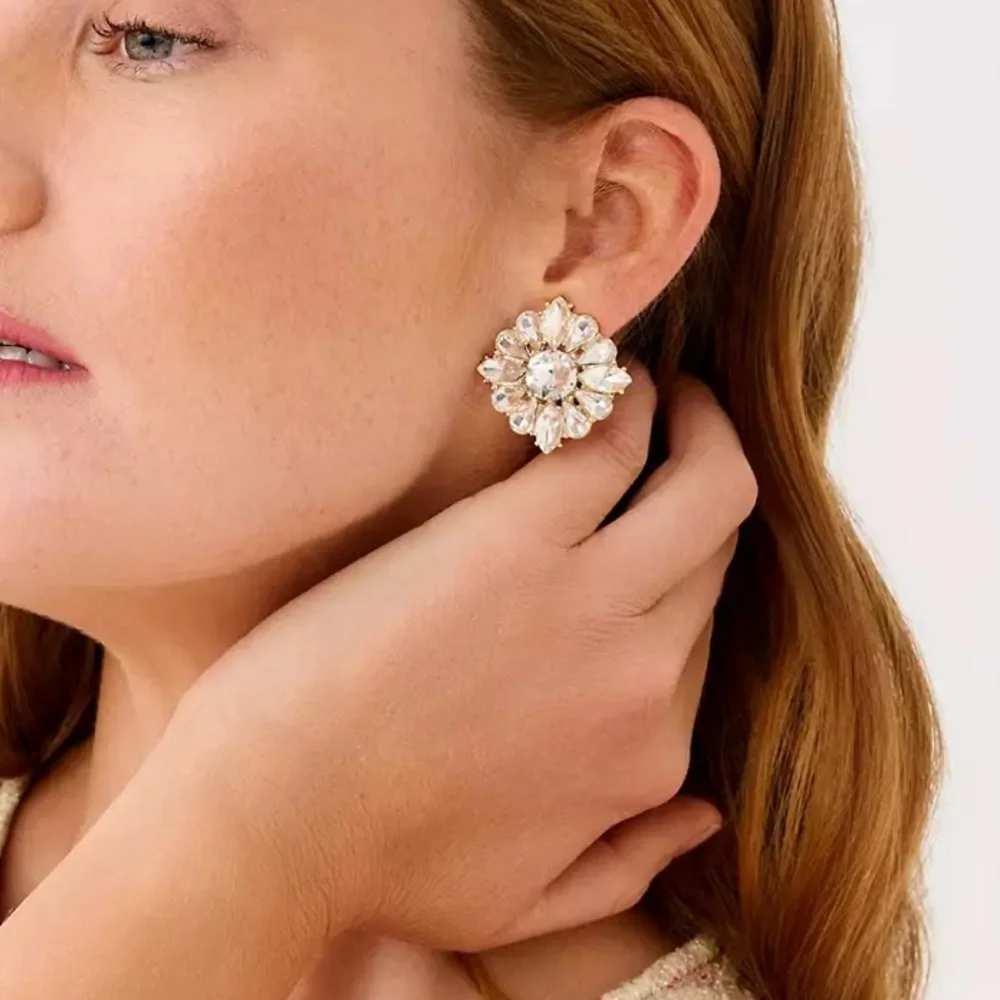 Lilly Pulitzer Spicy Socialite Gold Crystal Stud Earrings